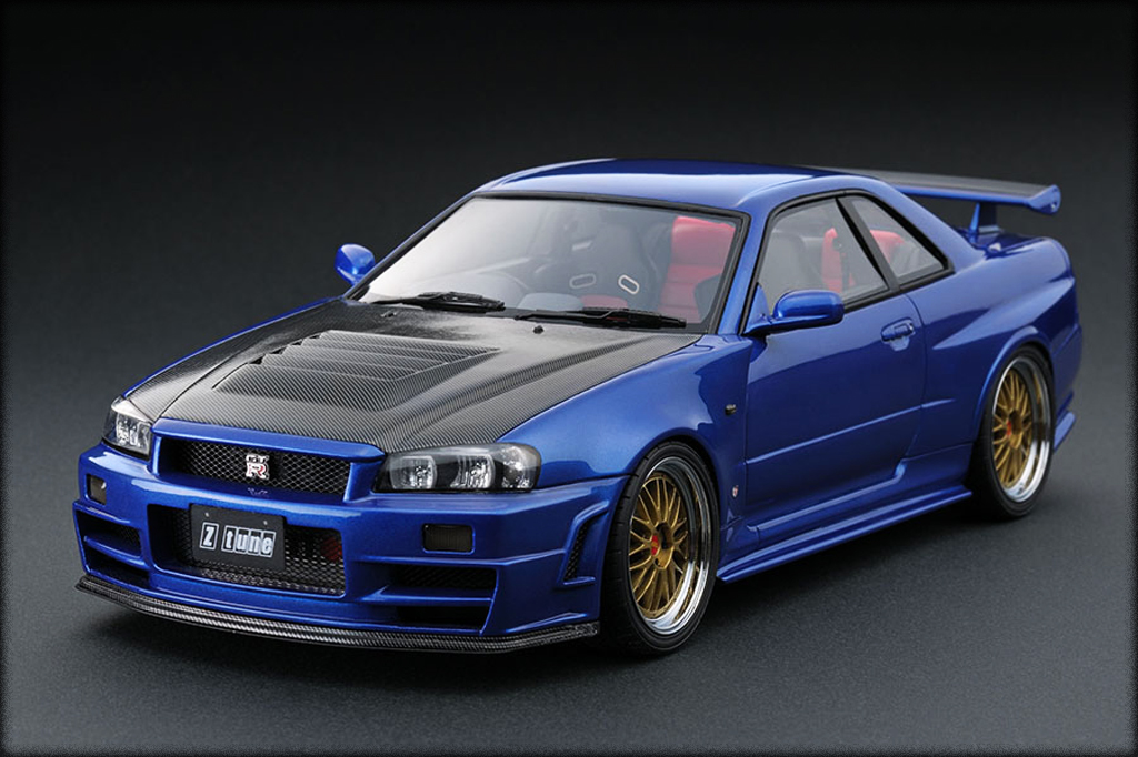Nissan Skyline R34 1/18 Ignition Model R34 Nismo GT-R Z-tune Bayside Blue IG0017 modelauto